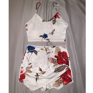 2 piece crop top tank & skort set